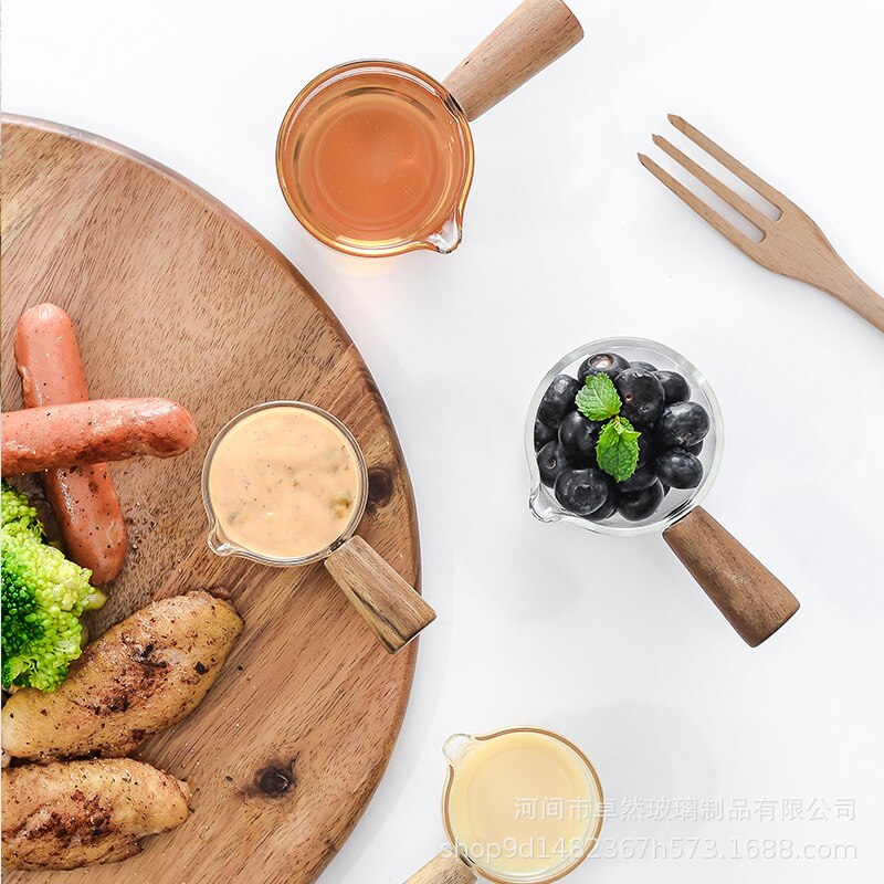 mini glass melkekopp fløtekanne multifunksjonell krydderskål lite glass kaffemelk kanne eddik saus kopp med håndtak