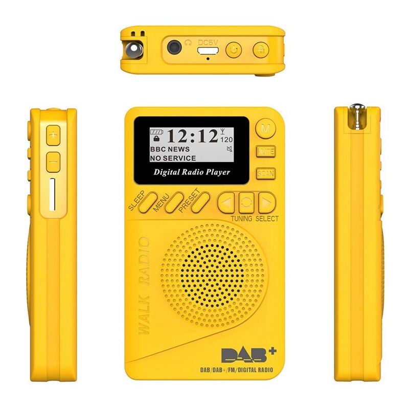 Pocket dab digital radio , 87.5-108 mhz mini dab + digital radio med  mp3 afspiller fm radio lcd-skærm og højttaler
