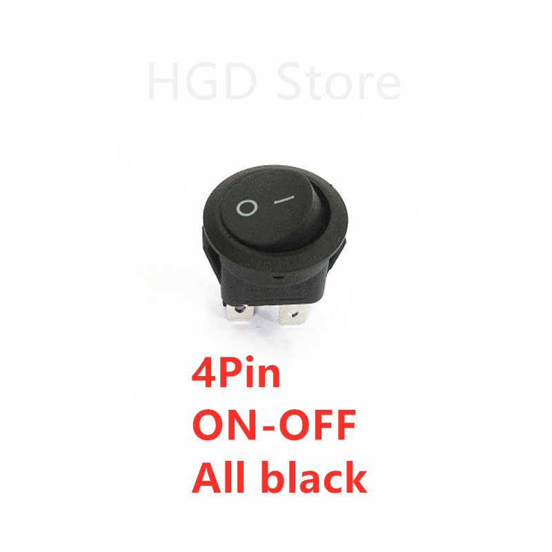 2PCS KCD1 20MM Round Rocker Switch 2/3/4Pin ON-OFF-ON 12V 6A/250VAC 10A/125VAC SPST LED Car Push Button Switch With Light: black