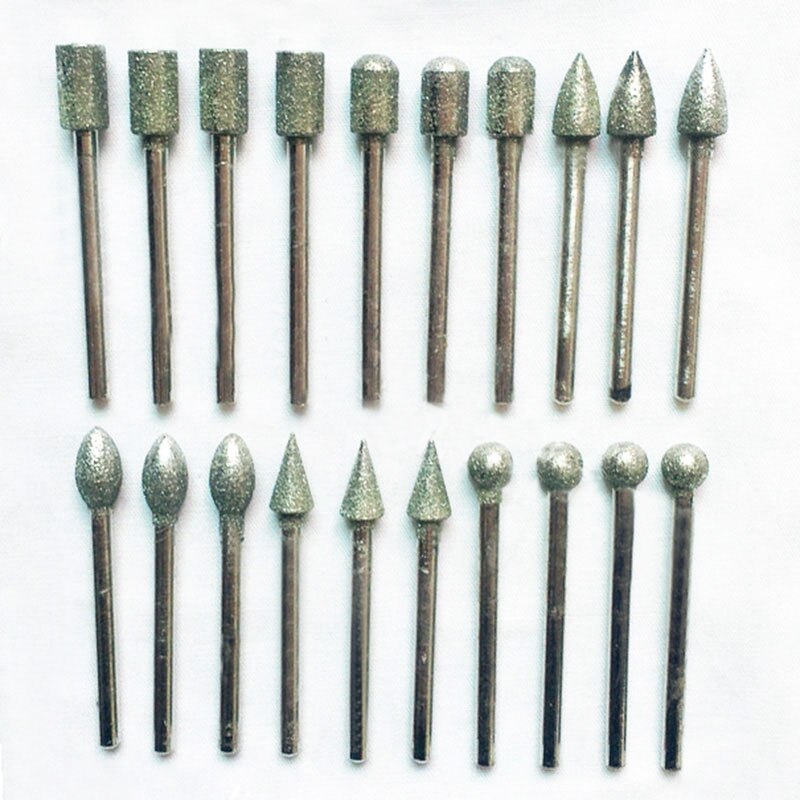 20 stuks 3 mm x 6mm schuurmiddel diamant polijst slijpschijf dremel diamantgereedschap diamantboren bit schijf vijl voor graniet steen glas: Default Title