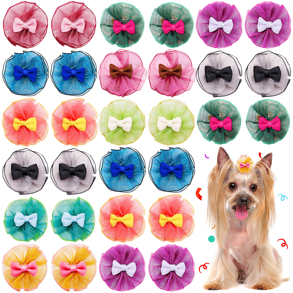 50 Uds. De lazos de bolas a granel para perros pequeños, lazos para el pelo de Gato, bandas de goma, lazos para el cuidado de perros, accesorios para el cabello para perros pequeños y gatos: Plata