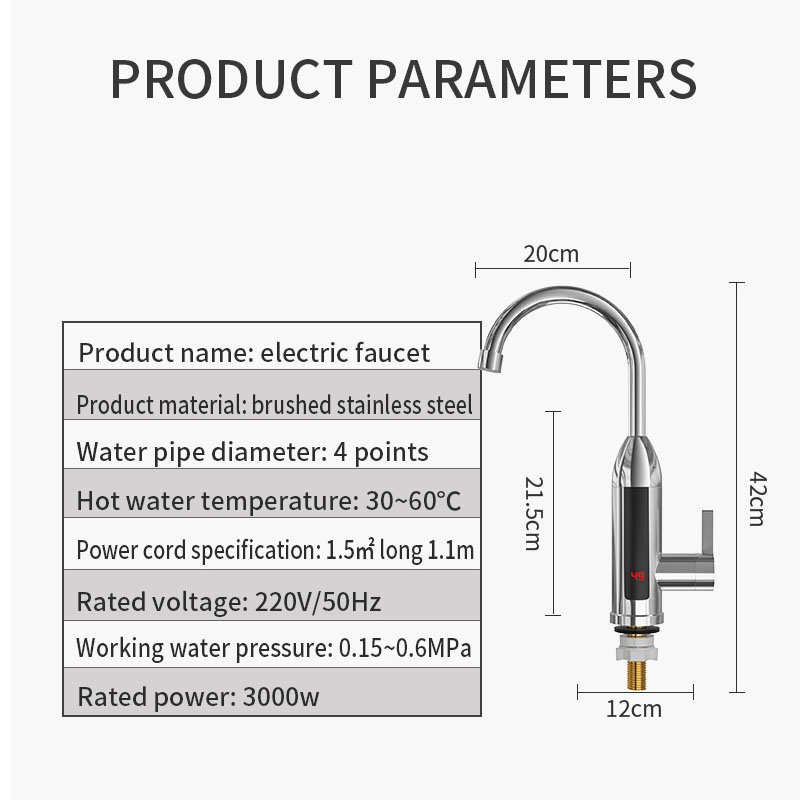 3000 W elektrischer Warmwasserbereiter, Küchenarmatur, Wasserhahn, heißes und kaltes Wasser, Dual-benutzen-LCD-Anzeige, sofortige Heizung, Warmwasserbereiter, Wasserhähne