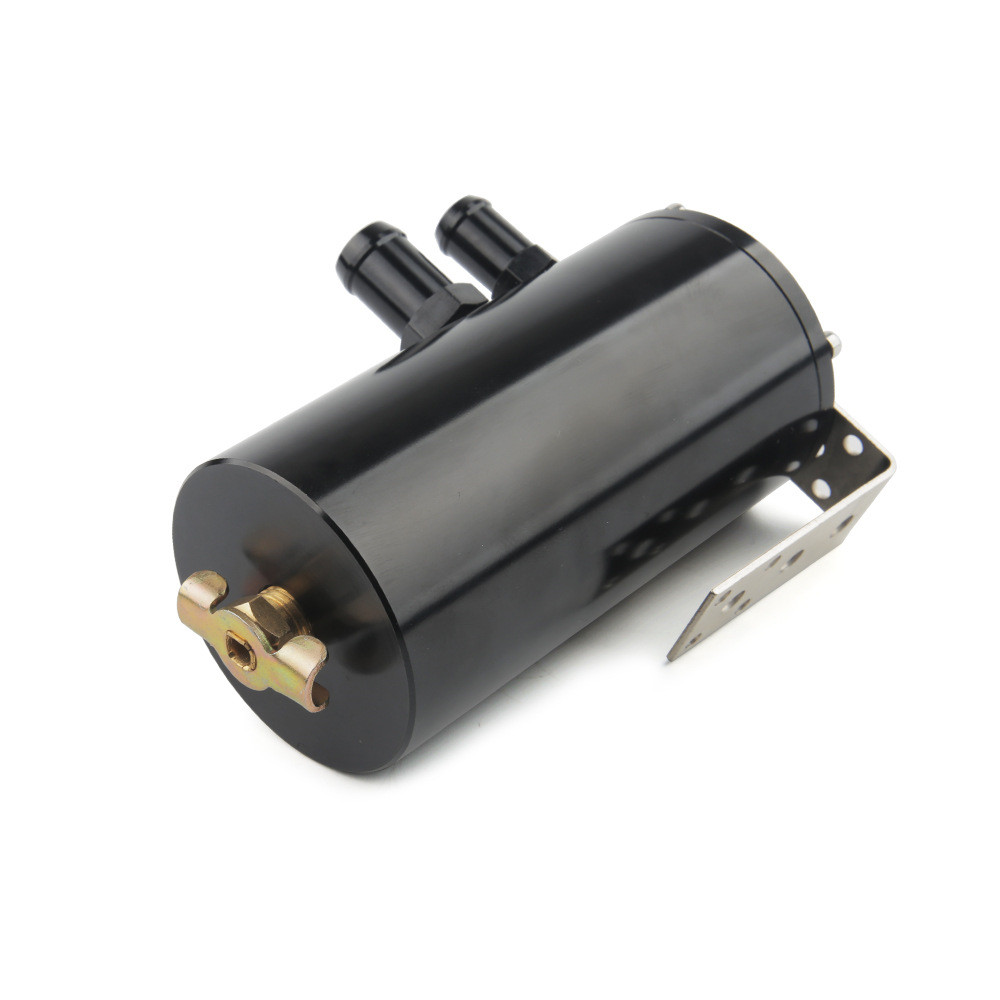 Oil Catch Tank Reservoir Can 2-Port With Breather Drain Valve Aluminum Universal