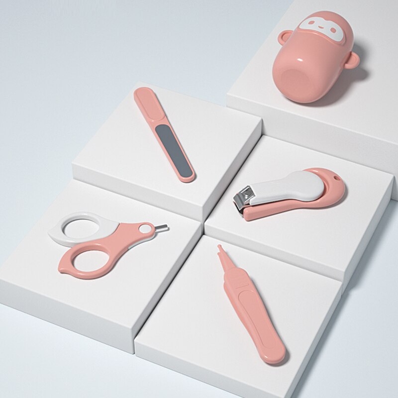 Baby care safety nail clippers cartoon baby nail trimmer pedicure scissors scissors child baby nail care Nail clipper suit: Pink