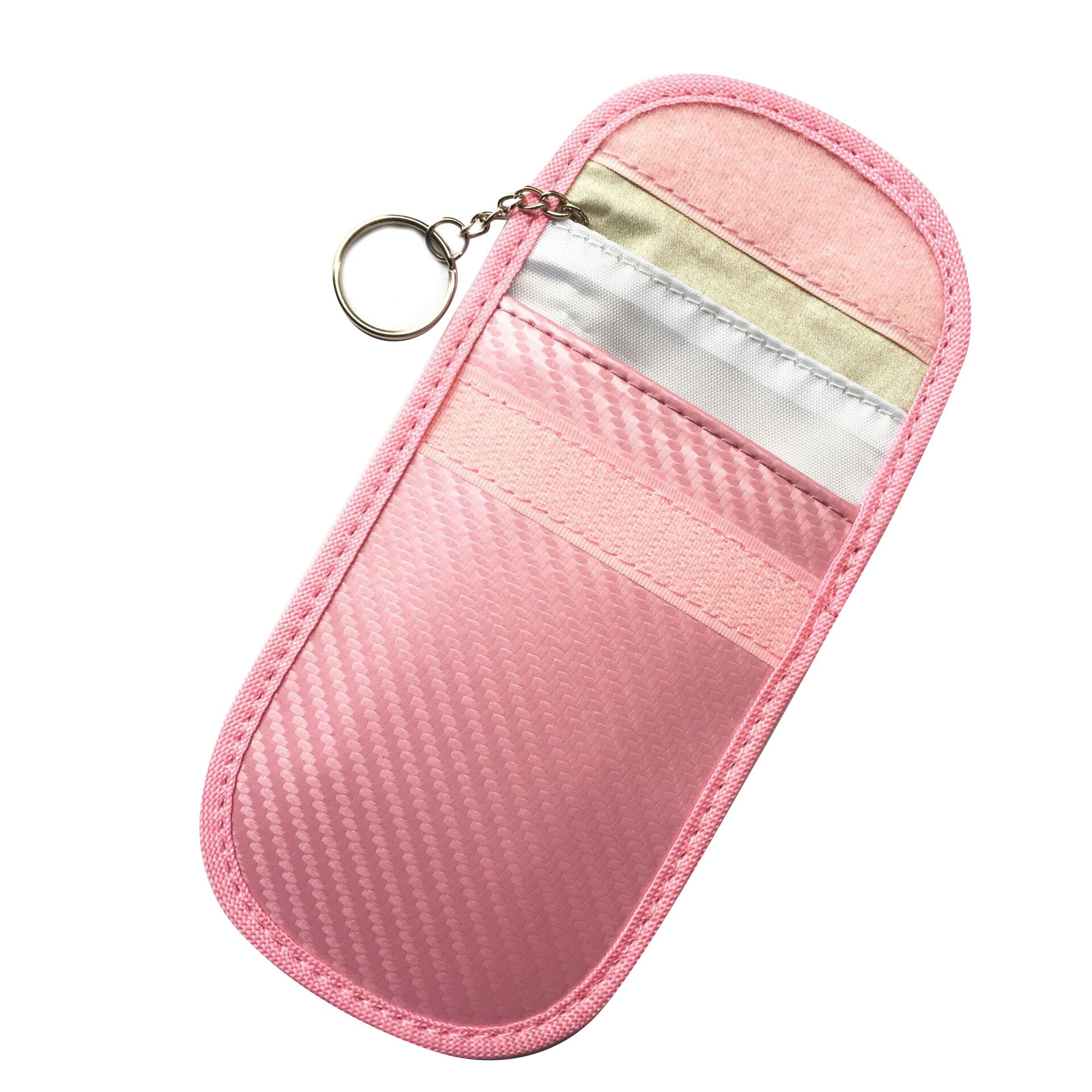 Car Key Signal Blocker Case Faraday Cage Fob Pouch Keyless RFID Blocking Bag Signal Blocking Bag Cover Signal Blocker: Pink