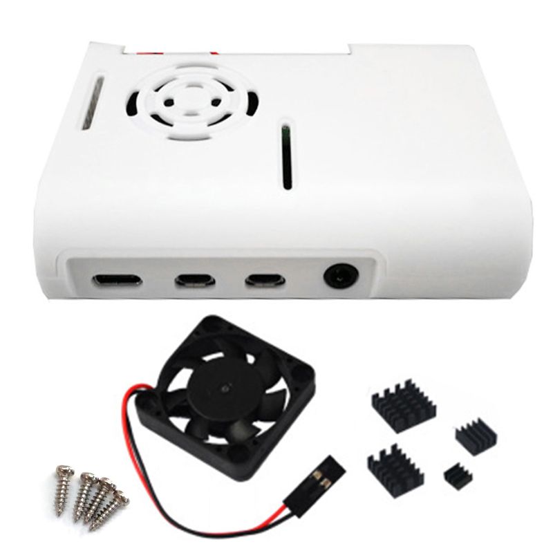 ABS Plastic Case Enclosure with Cooling Fan Heatsinks for Raspberry Pi 4 Model B