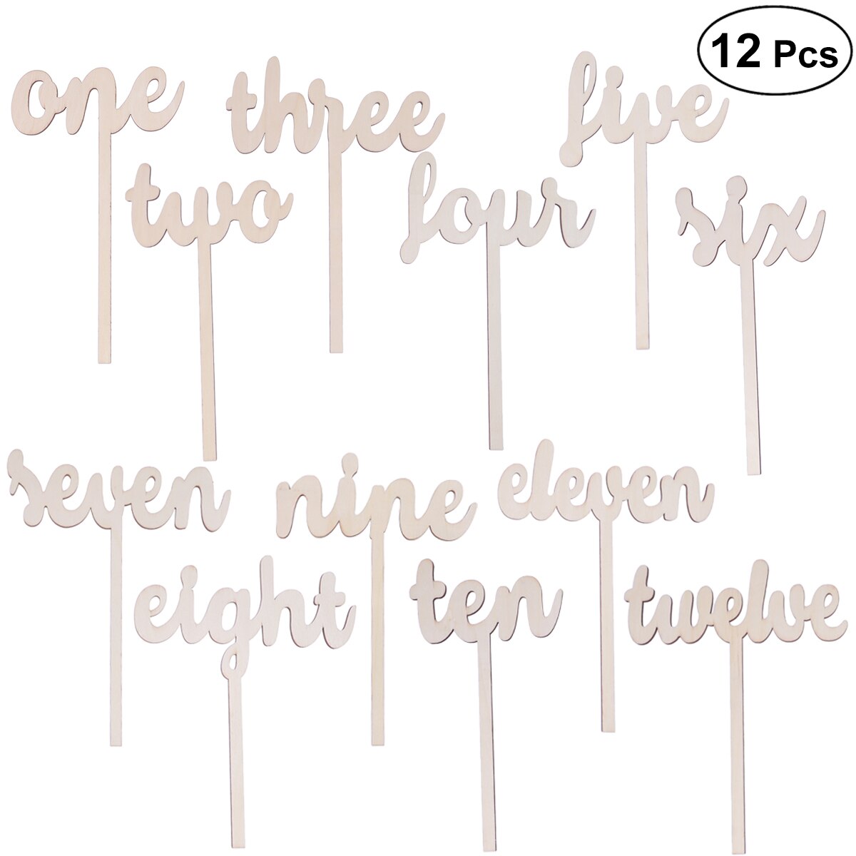 12pcs One-Twelve Wooden Table Numbers on Sticks for Wedding or Home Decoration: Default Title