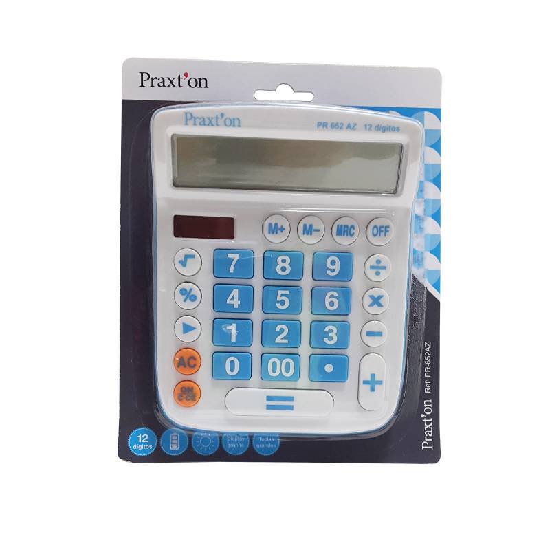 CALCULADORA PRAXTON 12Digitos TECLAS GIGANTES AZUL, envio rapido