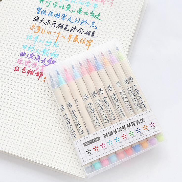 Conjunto de rotuladores artísticos de colores para dibujo, set de 10 unids/paquete de marcadores de colores para dibujo artístico, material de papelería para