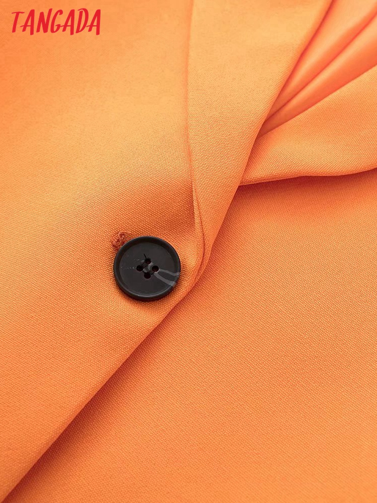 Tangada-Chaqueta naranja Lisa para mujer, abrigo Vintage con bolsillo y cuello con muescas, Tops Chic informales a la 3H459, 2022