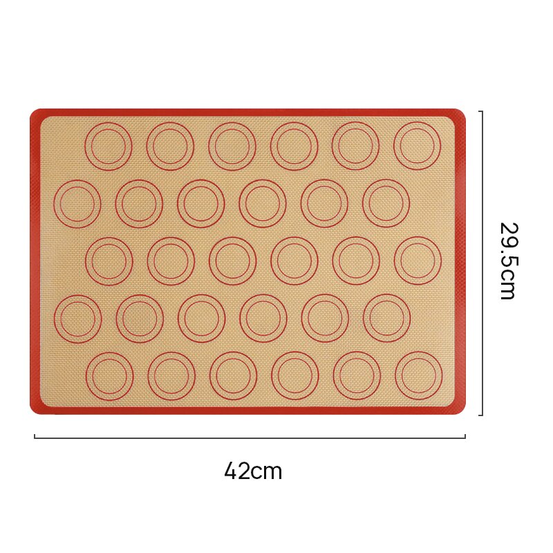 Silicone Macaron Baking Mat - for Bake Pans - Macaroon/Pastry/Cookie Making - Grade Nonstick: 42x29.5CM-red-MKL