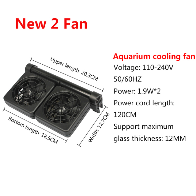 Aquarium Fish Tank Cooling Fan System Chiller Control Reduce Water Temperature 1/2/3/4 Fan Set Cooler Marine Pond Accessories: 2 Fan