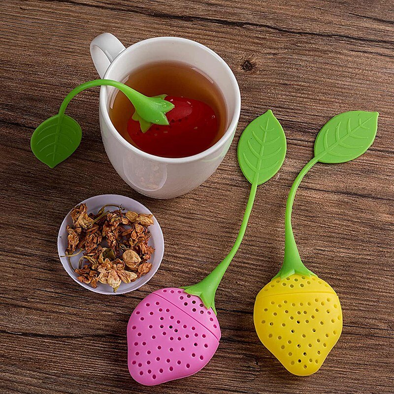 6PCS Silicone Loose Tea Infuser Strawberry Shaped Tea Filling Reusable Tea Cup Filter