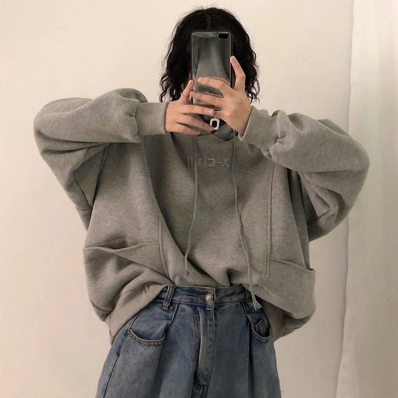 Sudaderas con capucha para mujer, ropa de calle de Ulzzang informal sencilla de estilo coreano a la de Otoño Invierno, ropa de mujer Lisa sueltos y suaves
