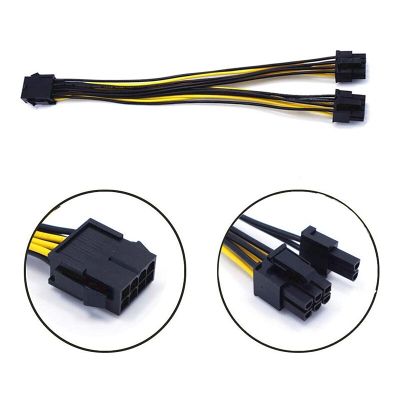 5-Pack PCI-E 8Pin to 2X 8 Pin (6+2) Power Splitter Cable for PCIE PCI Express Image Card Y - Splitter Extension Cable