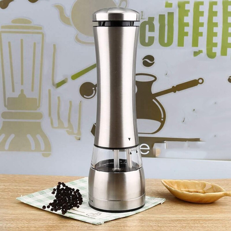 Hållbart köksredskap elektrisk salt- och pepparkvarn batteridriven med led-ljus - justerbara grovkvarnar för kök