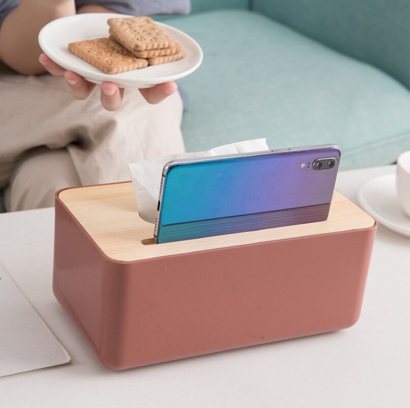 Tissue Holder Rectangular Tissue Box with Wooden Cover Home Facial Tissue Cases tissue box holder for car