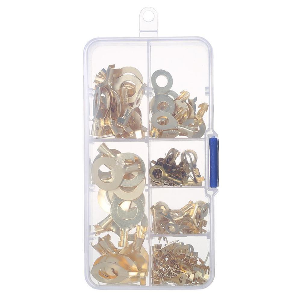 Unids/set 150, terminales doradas tipo anillo Latón Dorado, conectores de terminales de crimpado sin aislamiento, conectores de cables de 3,2 Mm-10,2 Mm