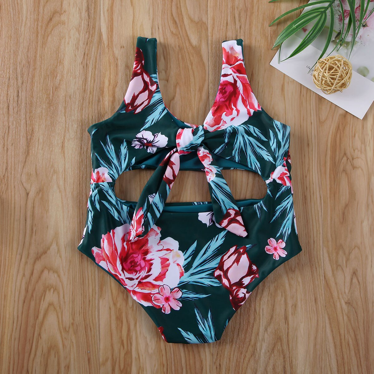 2-7 år børn baby pige badedragt badetøj bikini børn blomster print sløjfe et stykke svømme kostume
