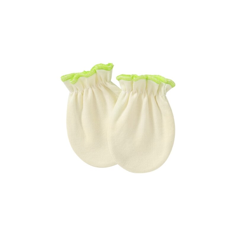 1 Pair Baby Anti-scratch Soft Cotton Gloves Newborn Handguard Mittens Infants Supplies: Light Yellow 2