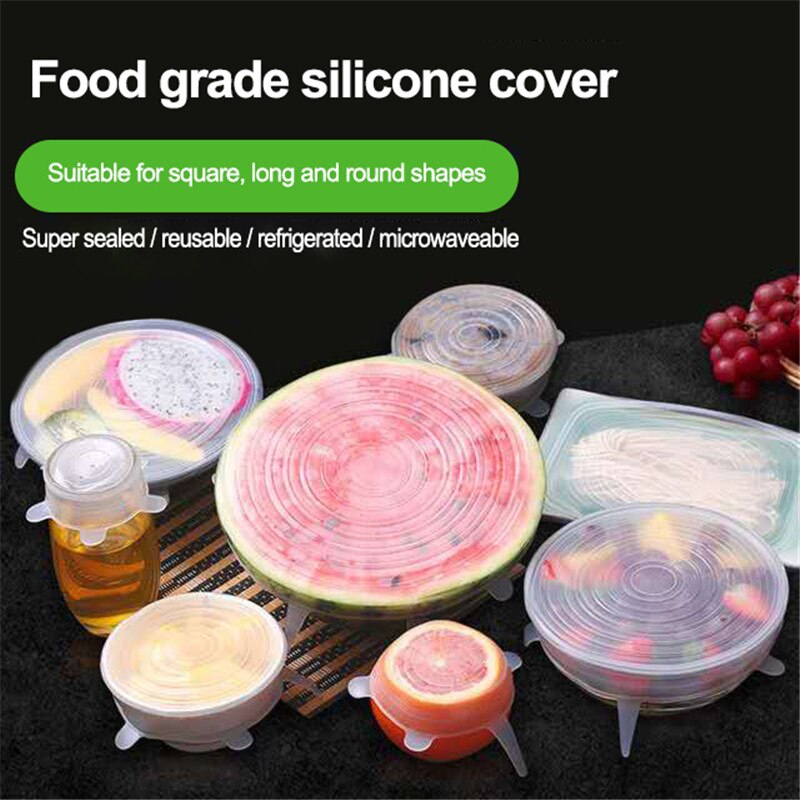 BPa Free Silicone Stretch Lid for Different Sizes and Shapes Of Container Freezer Microwave 12 PCs