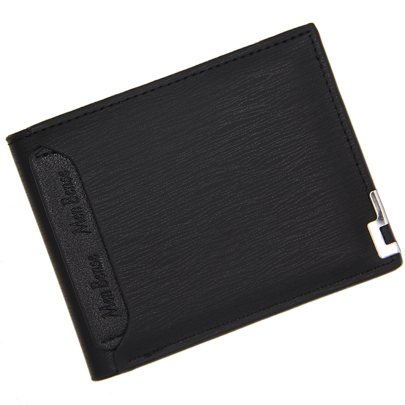 Menbense Men Leather Wallet slim Short wallet credit card holder Functional wallets Portable card holder: Black