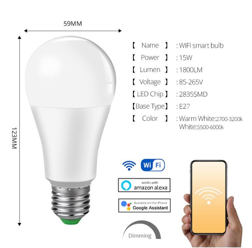 E27 85-265V LED Lamp RGB 15W Wifi APP Control Smart Bulb 5W 10W RGBW RGBWW LED bulb IR Remote Control Home Lighting лампочки