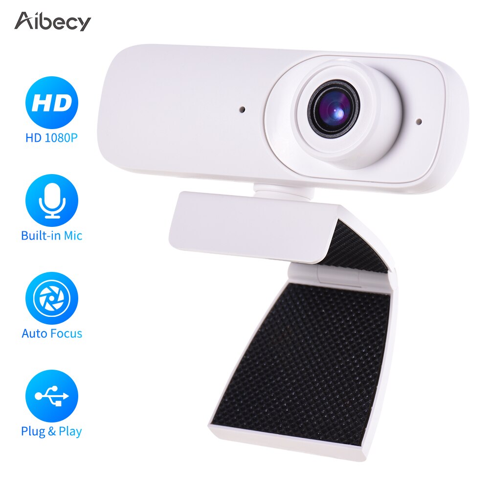 Aibecy HD 1080P Webcam with Microphone Support Touch-Switch Auto Focus USB Computer Camera Web Cam for PC Desktop Laptop Video