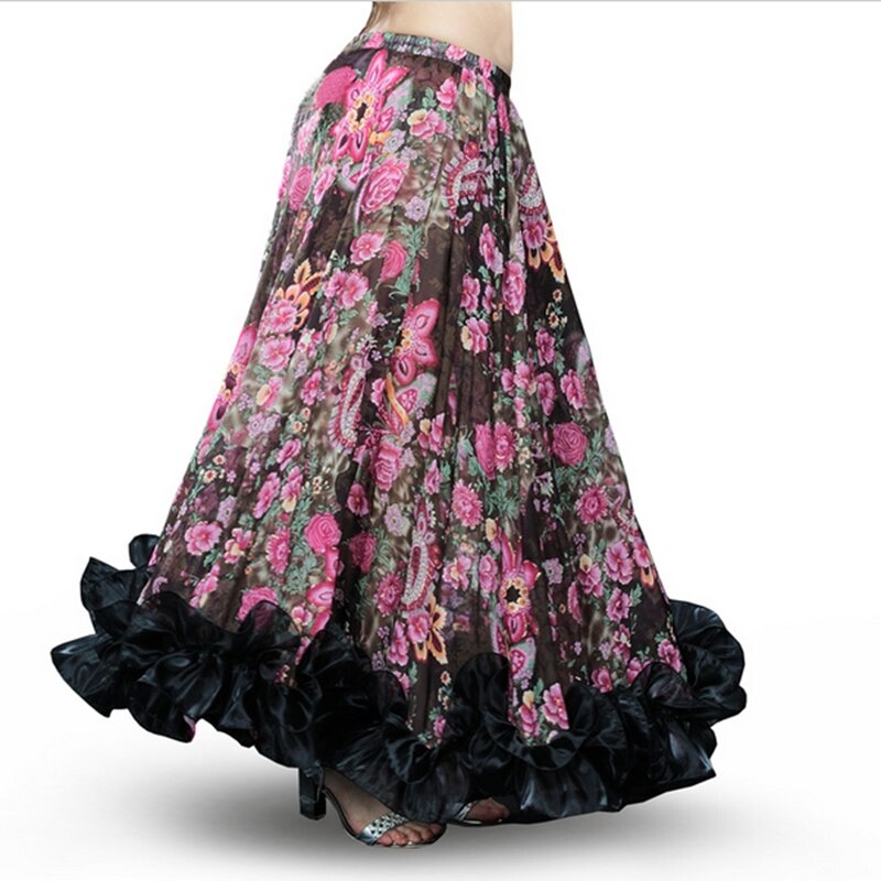 Bellydancing Bohemia Chiffon Large Skirts Gypsy Tribal Belly Dance Skirt Gypsie Costume Dress Flamingo Clothing 6041