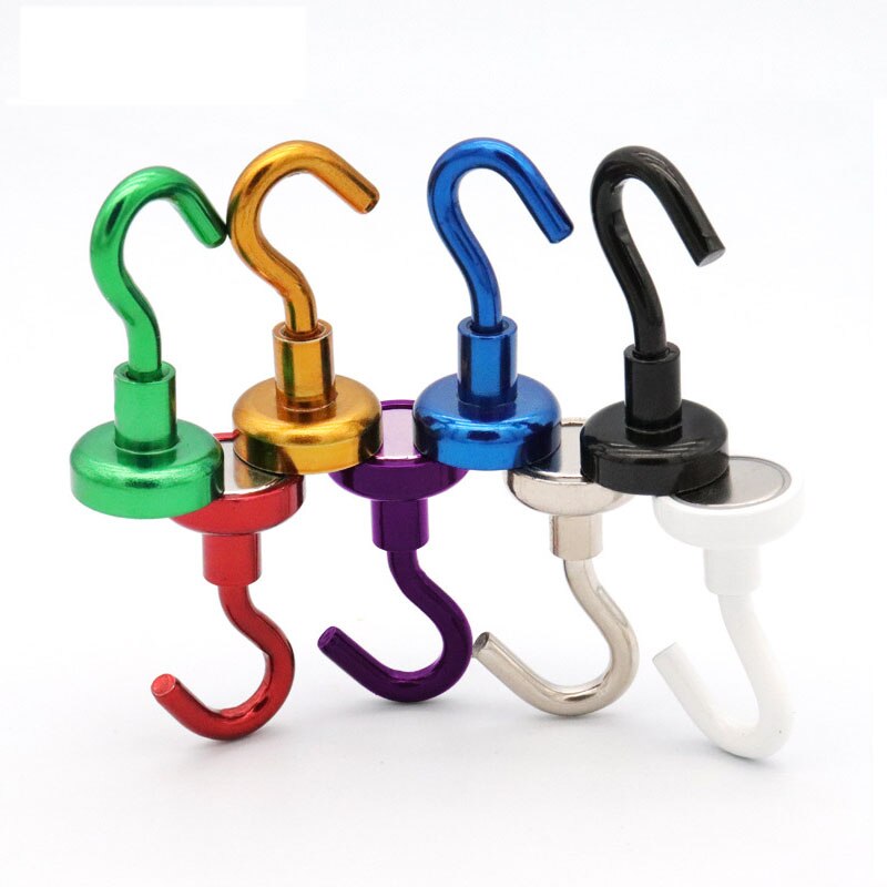 8PC Household Magnetic Hooks Power Hook Magnet Holder Strongest Rare Earth Neodymium Magnetic Hanging Hook Holder