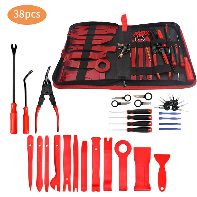 38 Pcs Car Trim Removal Tool Car Door Panel Dash Audio Radio Removal Tools Kit Automotive Pry Tools Kits Auto Repair Kit: 38 Pcs Red