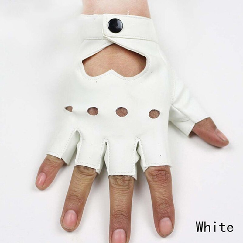 Guantes de cuero sin dedos para mujer, manopla de mitad de dedo, transpirables, para: WT
