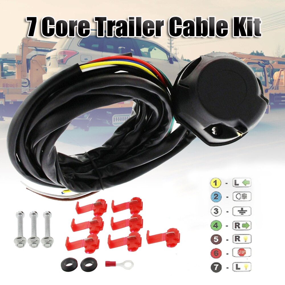 7 Core 2M Trailer Cable Kit Trailer Socket Set 13 Pin Electrical Kit E-Kit Harness Traction Hook Car Accessories Trailer kit