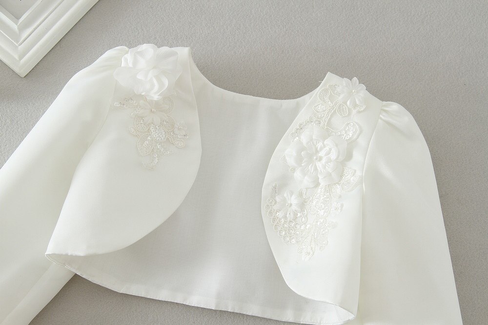 New Girls Bolero paillettes perline Flower Girls giacca corta per matrimonio compleanno abbigliamento formale per bambini