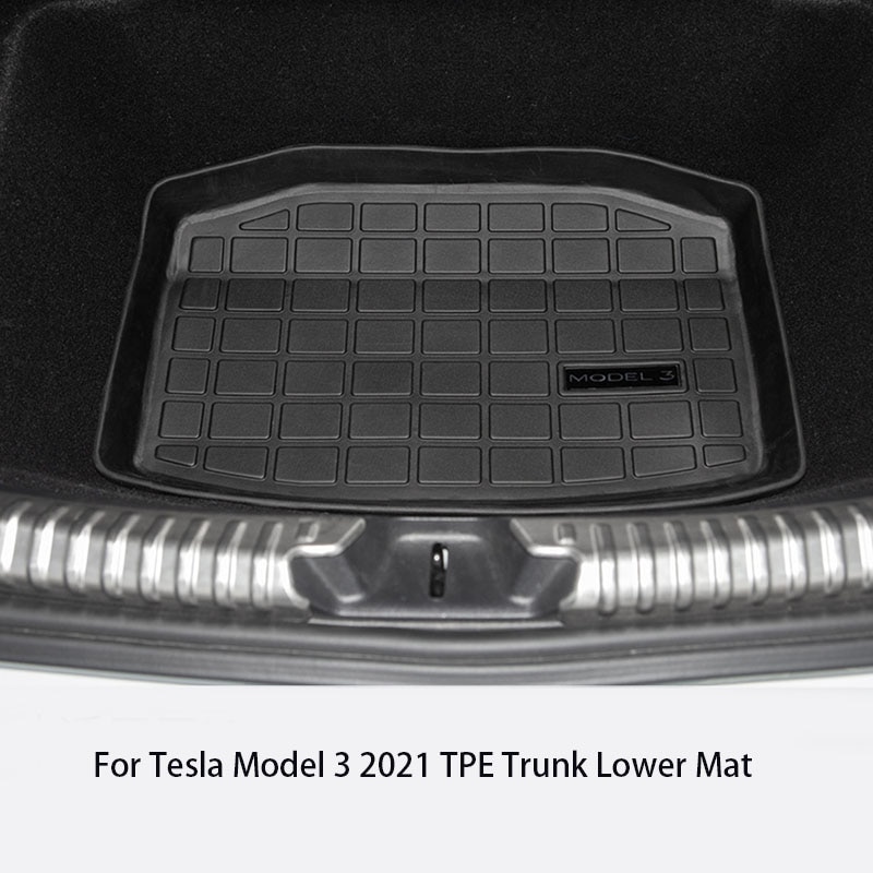 Car TPE Rubber Rear Trunk Storage Mat Front Trunk Mat Floor Waterproof Tasteless Protective Pads for Tesla Model 3 3PCS