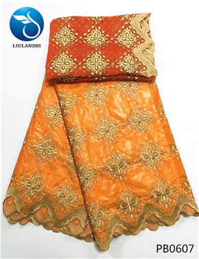 LIULANZHI negro riche getzner brode getzner riche tela de algodón tela bazin africano tissu con cuentas con 2 yardas de encaje neto PB06: PB0607