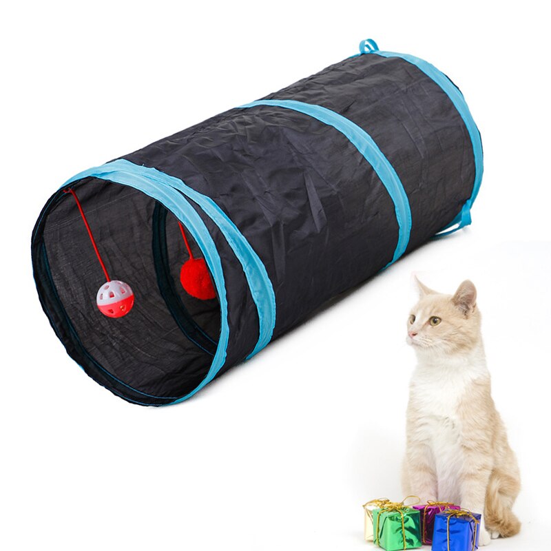1pcs Pet Cat Tunnel 2 Holes Play Tubes Balls Collapsible Crinkle Kitten Toys pet supplies