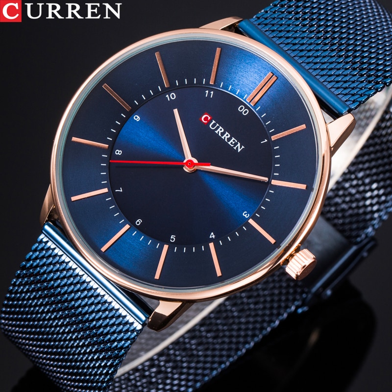 CURREN de lujo para hombre, relojes casuales impermeables de acero inoxidable, reloj de pulsera deportivo de cuarzo para hombre, reloj masculino