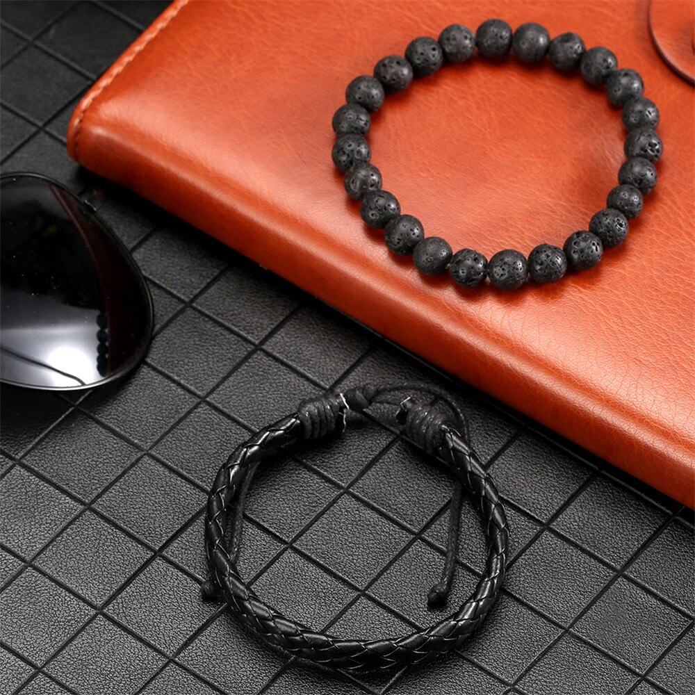 Reloj de pulsera de cuero de cuarzo para hombre y mujer, Set de 3 piezas con caja de , pulseras de , de cumpleaños para Hijo/marido/amigos