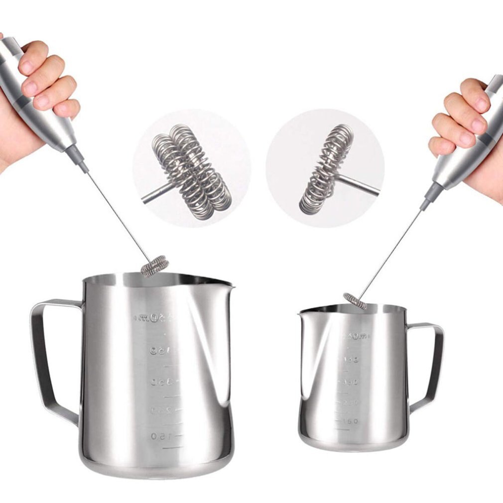 4pcs/Set Electric Milk Frother Stainless Steel Milk Shaker Fancy Coffee Brewer Milk Mixer Single And Double Egg Beater