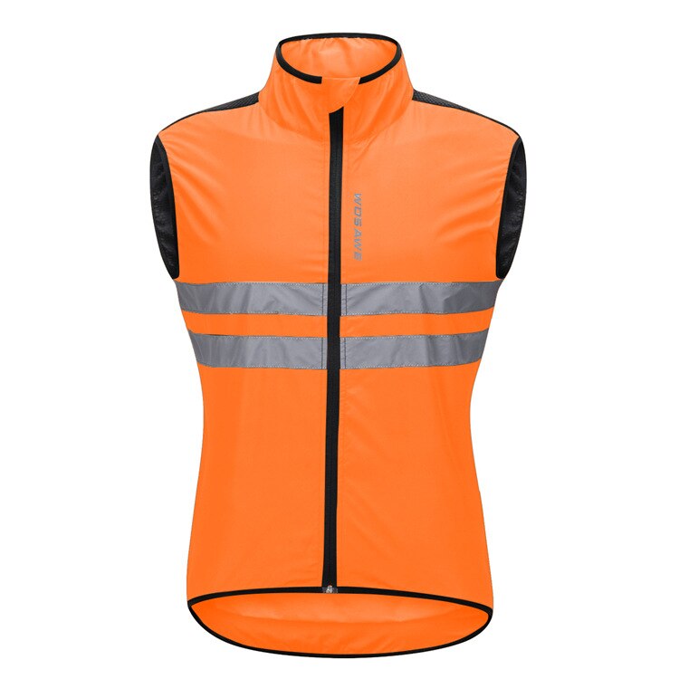 WOSAWE MTB Mountain Bike Riding Vest Cycling Wear Windproof Breathable Cycling Vest Sleeveless coat sports vest reflective: Orange / XL