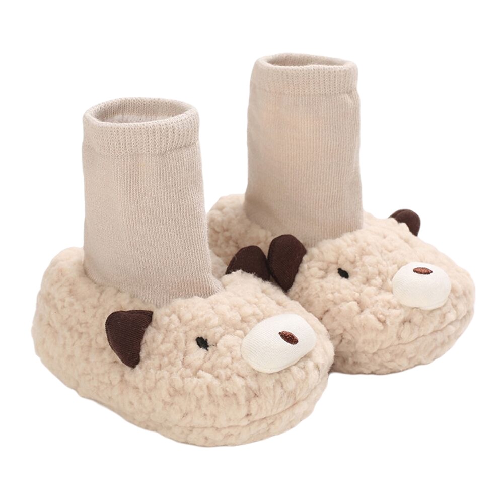 Baby Walking Shoes Cute Cartoon Soft-Soled Shoe Prewalker Socks for Girls and Boys: Beige / 12CM