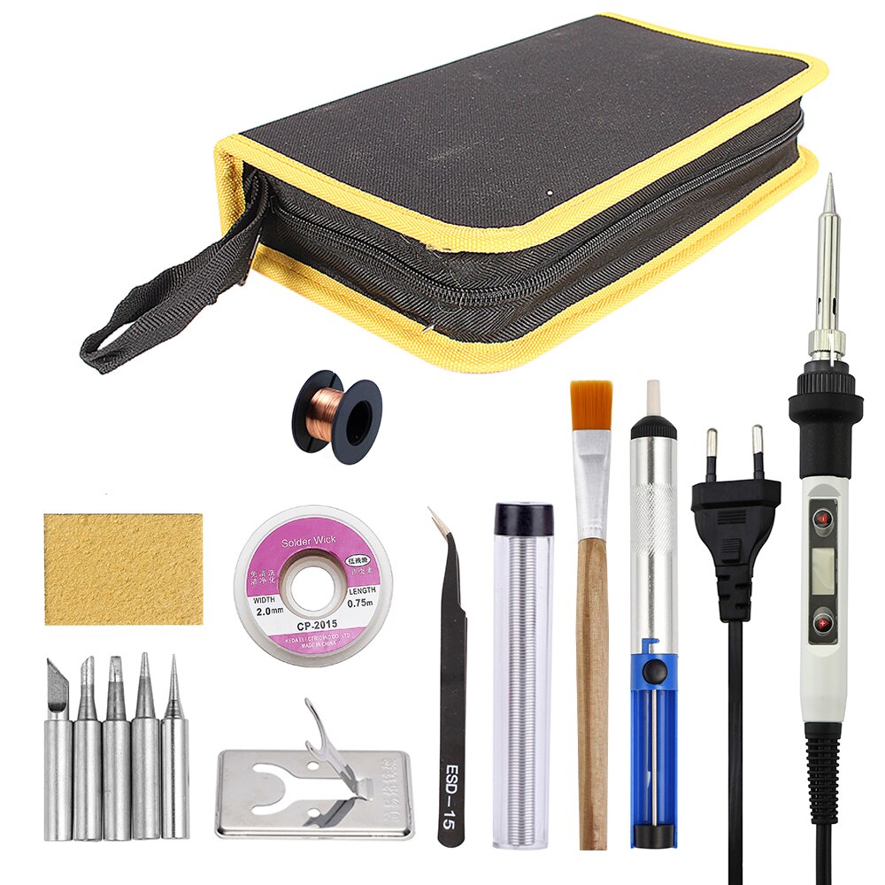 80W Electric Soldering Iron Temperature Adjustable Digital Soldering And Desoldering Pen Station With Solder Wire Multimeter Set: 110V US Plug / SET-3
