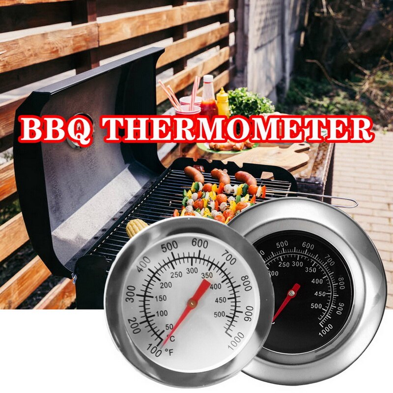 Termómetro bimetálico de acero inoxidable para ahumar barbacoa, herramienta de cocina de 500 grados, medidor de temperatura