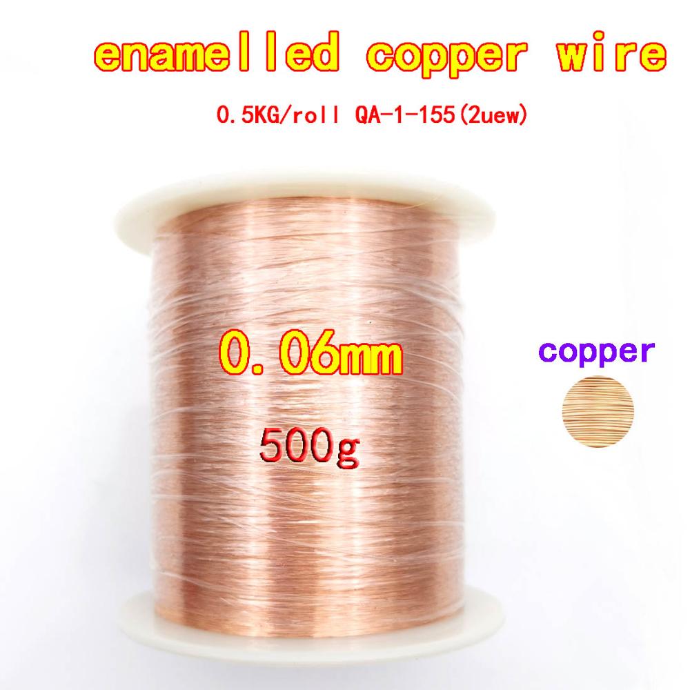 500g/ rull emaljert kobbertråd 0.13/ 0.25mm 0.5/0.8 0.65 1.3 1.4mm qa -1-155 magnettrådspole viklingstråd induktansmotorspole: 0.06mm