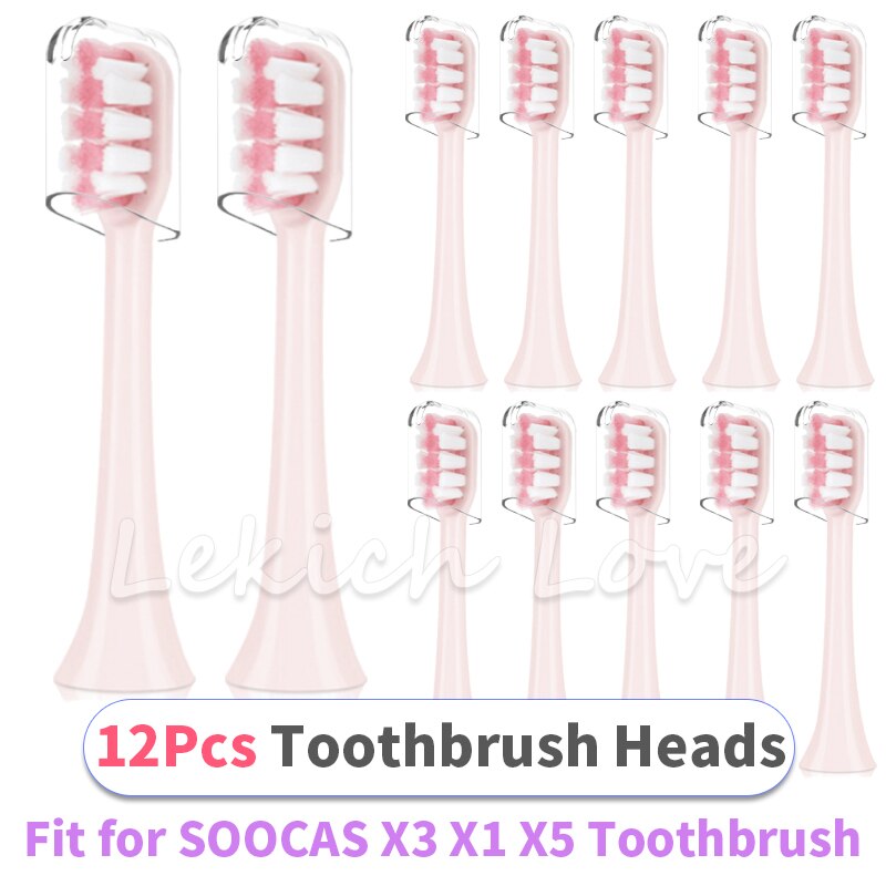 Til soocas  x3 x1 x5 elektrisk tandbørste udskiftning til xiaomi soocas  x3 tandbørstehoveder med beskyttelsesovertræk: 12 stk-model to
