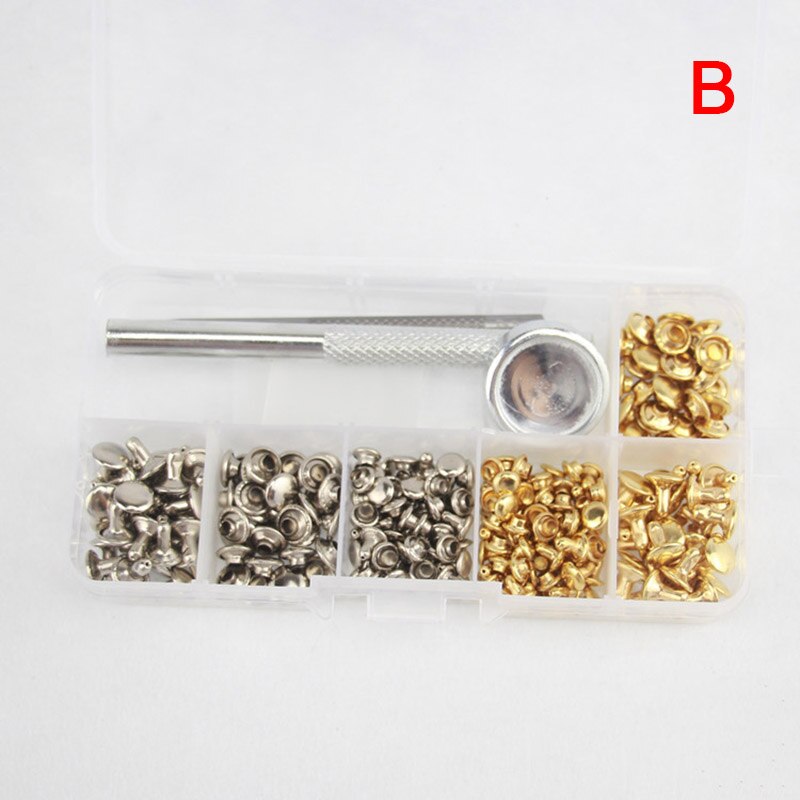120 Sets Leather Craft Repair Double Cap Rivets Tubular Metal Studs Fixing Tools 669: B