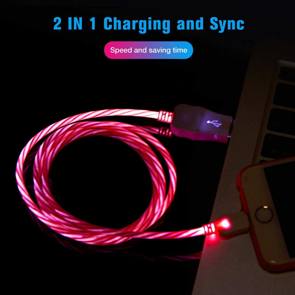 Fluss Luminous Beleuchtung USB Typ C Kabel Für Samsung Galaxy S10 Hinweis 10 S9 Plus Schnelle Lade Ladung USB-C Typ -C Draht Telefon Blei