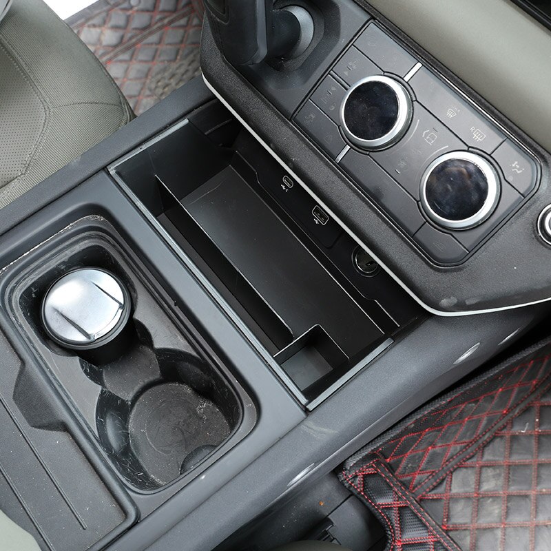 ! Black ABS For Land Rover Defender 110 Car Styling ABS Black Car Central Storage Box Phone Box Car Accessories