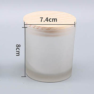 Transparente Glas Kerze Tasse mit Holz Deckel matt schwarz Wachs Container Kerzenhalter Heimat Dekor Aromatherapie, der DIY Kerzen Gläser: matt Weiß 7.4x8cm